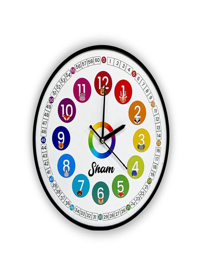 SOLOBOLO Customised Kids Wall Clock | Acrylic UV Print Personalized Name Wall Clock for Children | Cute Cartoon Clock for Kids Study and Bedroom| Silent Non-Ticking | (e) Learning - Image 1